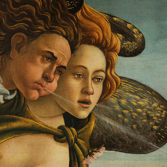 Sandro Botticelli, La "Nascita del Nuovo Mondo" (La Nascita di Venere), dettaglio