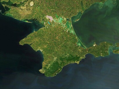 Crimea from above: a peninsula at the center of centuries-old power struggles and 21st-century geopolitics.