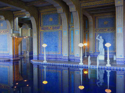 Vista sulla piscina in stile romano di Hearst Castle, California (USA)