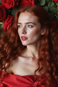 A woman framed by roses, mirroring the tender illusions shaped by childhood stories and telenovelas