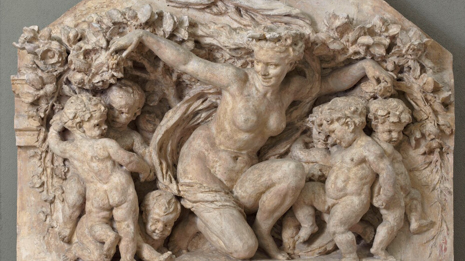 Jean-Baptiste Carpeaux (1827-1875), Le Triomphe de Flore, dit aussi Flore, Grand modèle plâtre, 151 x 180 x 46 cm, Paris, musée d’Orsay, RF 1951, © RMN-Grand Palais (Musée d'Orsay) / Hervé Lewandowski