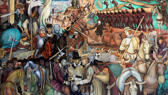 Mural de Diego Rivera (1886-1957) que muestra la explotación de México por los colonizadores españoles