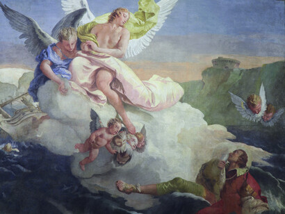 Giambattista Tiepolo, Naufragio di San Satiro, 1737, affresco staccato e riportato su tela 360 x 290 x 5 cm, Milano, Basilica di Sant'Ambrogio, foto di Luigi Parma, particolare