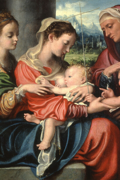 Giorgio Gandini del Grano, Madonna che allatta il Bambino, san Giovannino e le sante Maria Maddalena ed Elisabetta, 1530. Per gentile concessione di Anna Defrancesco comunicazione