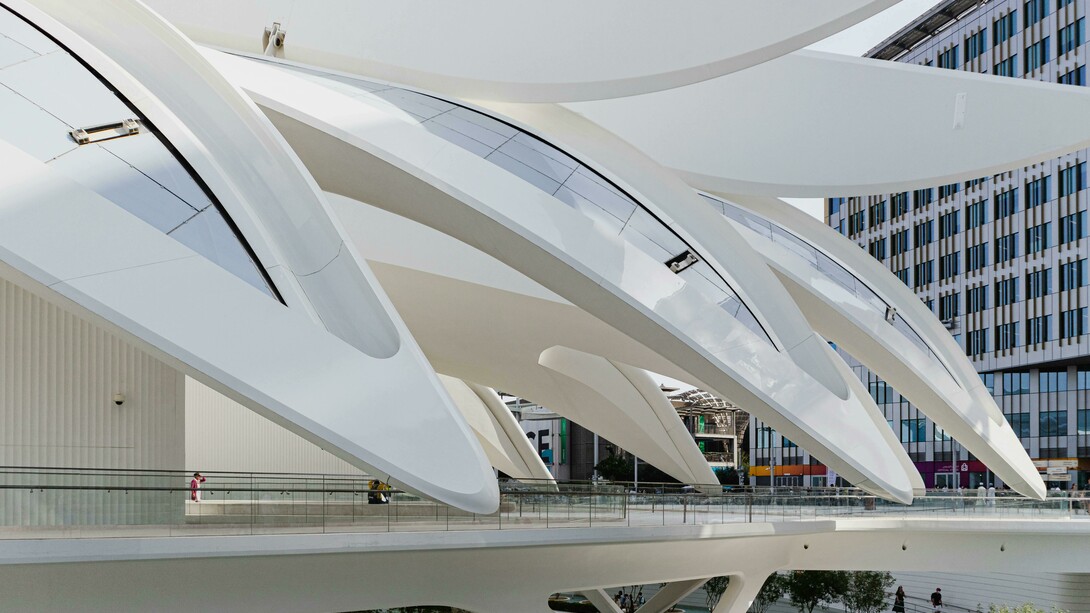 Close-up on United Arab Emirates Pavilion at Expo 2020 in Dubai