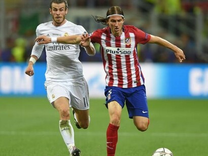 Final de la Champions League 2016. Filipe Luis disputa un balón con Bale