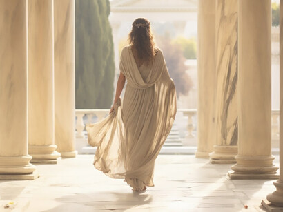 A goddess in ancient greek temple