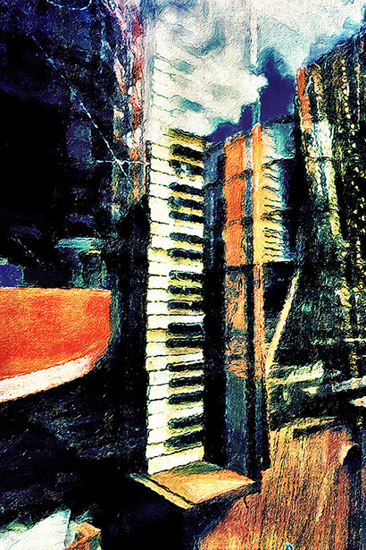 Yusuke Akamatsu, Walk with Johann Sebastian Bach. Diptych (right), 80х120, White Dibond Wood, Edition 1/5 2020