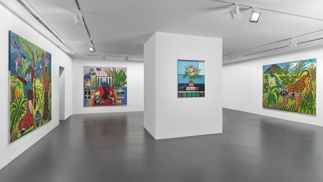 Installation view of Jordy Kerwick: So Many Sheep, So Few Wolves, Vito Schnabel Gallery, St. Moritz, July 18 – September 3, 2023; Artworks © Jordy Kerwick; Photo by Stefan Altenburger; Courtesy the artist and Vito Schnabel Gallery