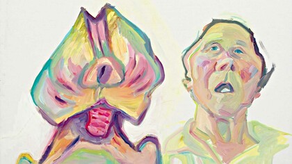Maria Lassnig, Self portrait with dog