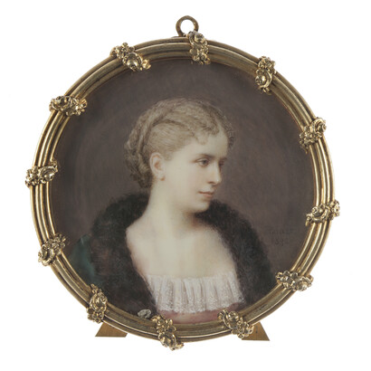Fernand Paillet (French, 1850 –1928), Mrs. Jerome Napoleon Bonaparte, 1892. Watercolor on ivory. New-York Historical Society, Gift of the Estate of Peter Marié, 1905.25