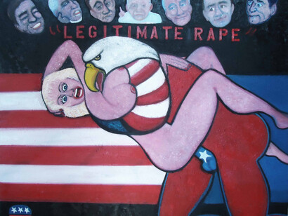 Halligan Waltz, Sheila Legitimate Rape, oil on canvas, 60x72 inch