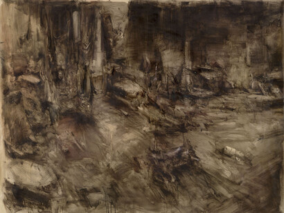 Alessandro Papetti, Avvenimento, 2017. Olio su carta, 200 x 245 cm