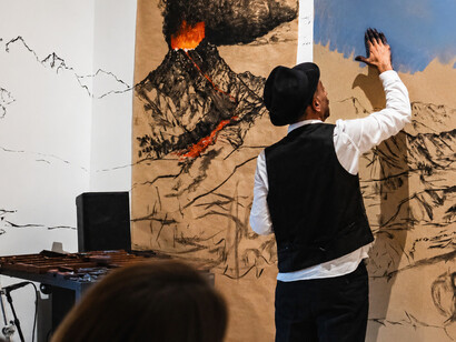 Installation views from EMBERS / BRACI (2026), a collaborative performance-installation by Nikhil Chopra and Uriel Barthélémi at Galleria Continua. Courtesy of the artists and Galleria Continua. © Francesco Raco
