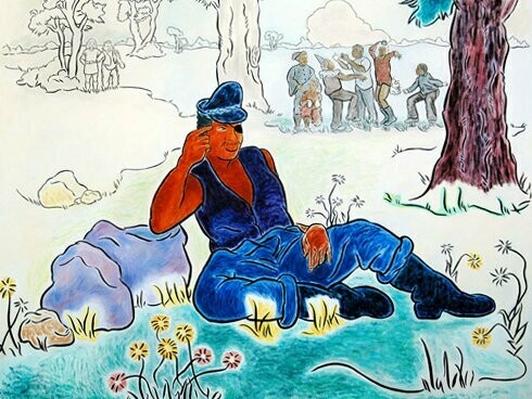 John Bankston, Midday Idyll (detail), 2009, oil on linen, 72 x 76 in. Courtesy of the artist and Rena Bransten Gallery