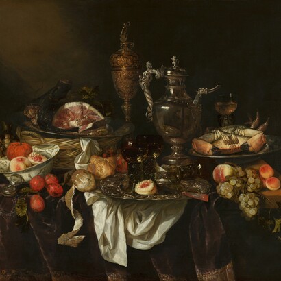 Abraham van Beijeren, Banchetto, Natura morta, 1655. Mauritshuis, L'Aia, Olanda