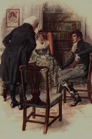 C. E. Brock (1870–1938) provided this colour illustration for the 1907 edition of Jane Austen’s Northanger Abbey
