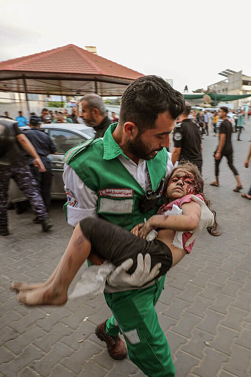 A photograph depicting the casualties in the Gaza Strip during the 2023 conflict