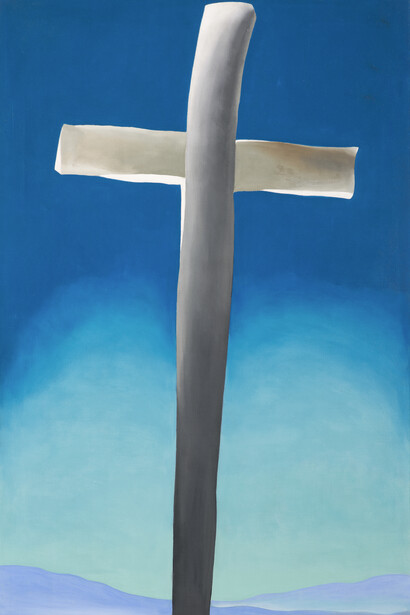 Georgia O’Keeffe, Gray Cross With Blue, 1929
Oil on canvas, 91.4 x 61 cm
Albuquerque Museum, museum purchase, 1983 & 1985 General Obligation Bonds, Frederick R. Weisman Foundation, Ovenwest Corporation, and The Albuquerque Museum Foundation
© Georgia O’Keeffe Museum / 2021, ProLitteris, Zurich
Photo: David Nufer