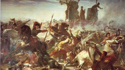 Pintura da Batalha de Legnano, 1176, Itália