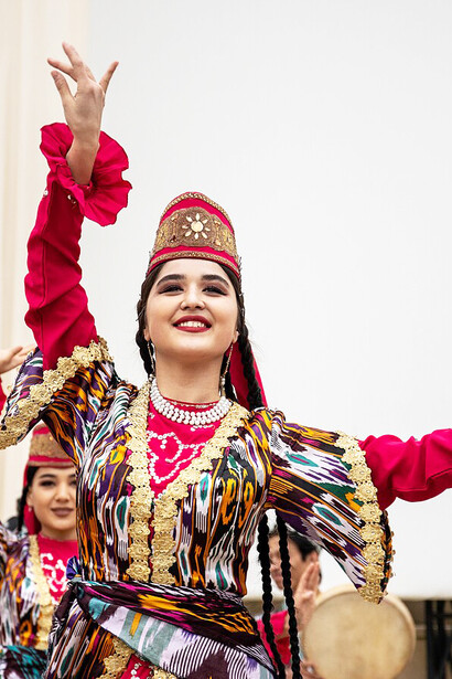 A graceful performance of Uzbek national dance highlighting the beauty of local culture and tradition