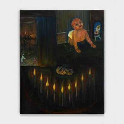 Savannah Claudia Levin, The Unspeakable Pursuit,
2024,
Oil on canvas,
48”h x 39”w (122 x 99cm). Courtesy of the artist and Harkawik