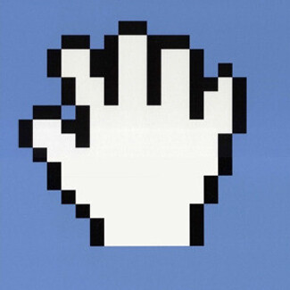Pan Hand, icono que indica cursor de movimiento en la pantalla, aún se utiliza en los programas de dibujo. Diseñado por Susan Kare