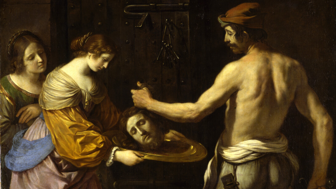 Guercino (Giovanni Francesco Barbieri), Salomé recibe la cabeza de San Juan Bautista (detalle), 1637. Cortesía del Museo Thyssen-Bornemisza