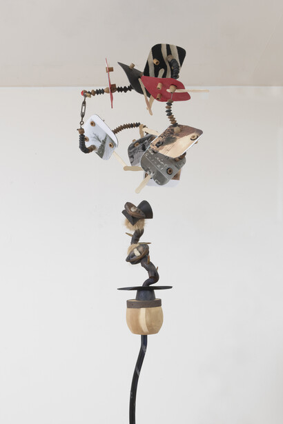 Tyrone Mitchell, Tulsa I, The Act (detail), 2024.
Dan masks and mixed media,
Dimensions variable. Courtesy of the artist and Welancora Gallery