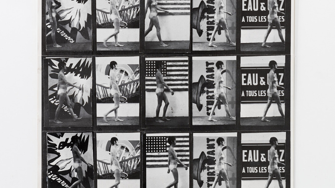 Sturtevant, Muybridge Plate #97 Woman Walking, Print, collage, 21 x 21,5 cm (8,27 x 8,46 in)/32,5 x 32,8 cm (12,8 x 12,91 in). Courtesy of Galerie Thaddaeus Ropac