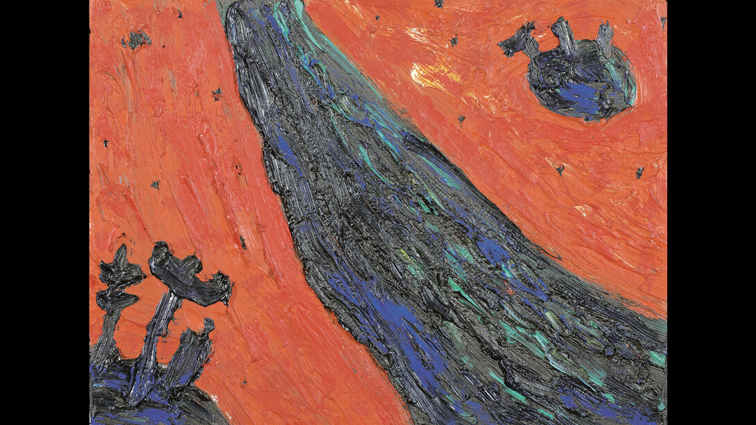 Untitled, 1987, Oil on canvas, Signed, dated and numbered on the reverse side of both the frame and canvas G Damisch 87, 98, 30 x 40 cm. Courtesy of Galerie Bei Der Albertina Zetter