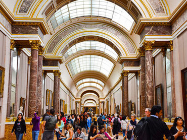 People inside the Louvre Museum, France