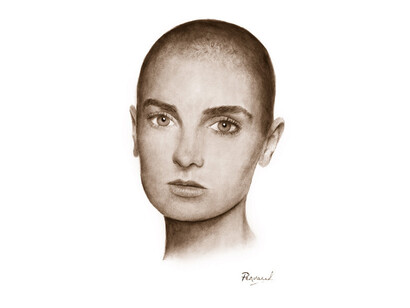 Pervaneh Matthews, Sinead O'Connor, sepia watercolour