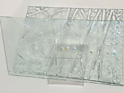 Paolo Gubinelli, Signs in relief on glass, cm 28 x 53, 2013
