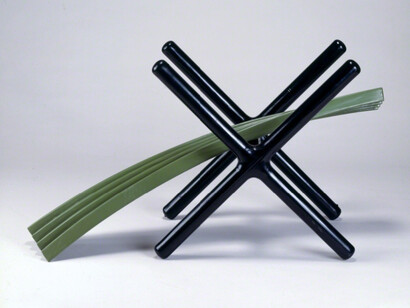 Robert Hudson, Fall, 1971, vinyl coated steel, 36 x 56 x 24 inches © Robert Hudson, Courtesy of Brian Gross Fine Art    

