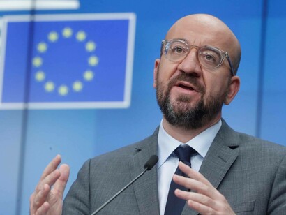 The President of the European Council, Charles Michel clarifying his position at a conference in Brussels, Belgium
