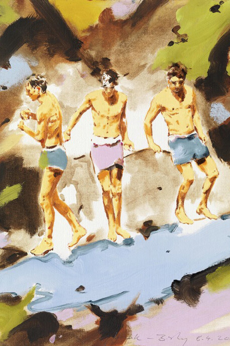 Norbert Bisky, Springbreak, 2014, Huile sur papier, 32 x 24 cm, © Bernd Borchardt/VG Bild-Kunst, Bonn. Courtesy Galerie Daniel Templon  