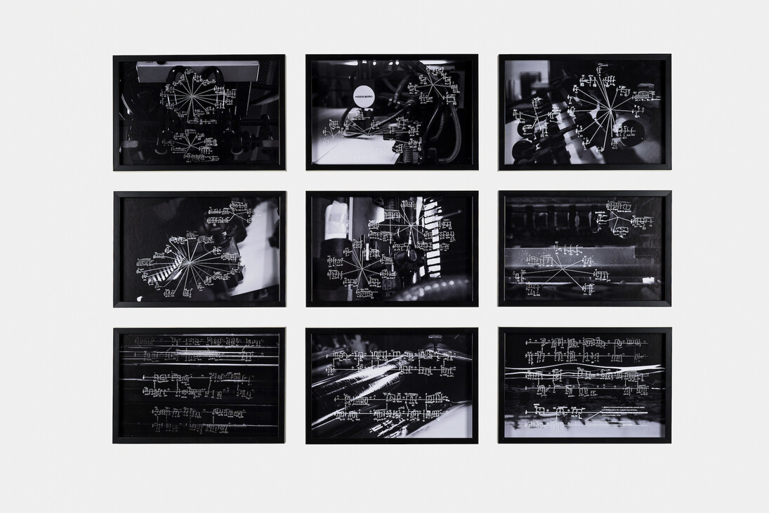 Juam Pablo Macías. Owen (Score by Gonzalo Macías), 2015
9 digital prints on aluminum engraved with pantograph.Courtesy of the artist and Proyectosmonclova.Photo: Moritz Bernoull
OWEN (Score by Gonzalo Macías), 2015
9 digital prints on aluminum engraved with pantograph. Courtesy of the artist and Proyectosmonclova. Photo: Moritz Bernoully