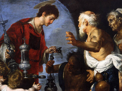 Bernardo Strozzi, La carità di San Loranzo