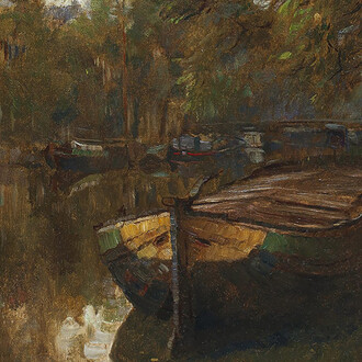 Jean-Pierre Beckius, Barge, gracht à Amsterdam, 1933. Courtoisie de la Villa Vauban