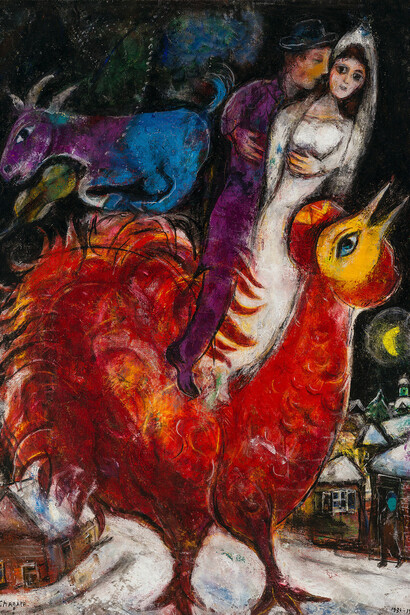 Marc Chagall, Fiancés ou mariés sur coq, 1939-47. Courtesy of Albertina Museum