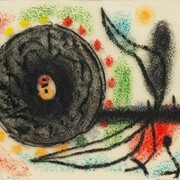 Joan Miró, Le Lezard aux plumes d’or 1965
Goauche on tracing paper, 35.5 x 50 cm