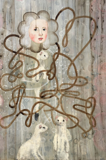 Anne Siems. Ermine, 2017, Acrylic on Wood Panel, 40x30