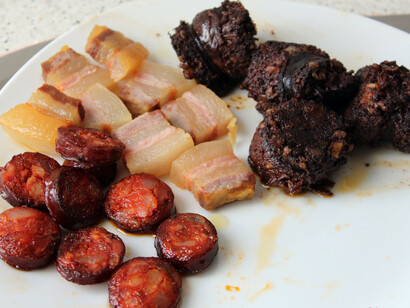 Chorizo, panceta y morcilla