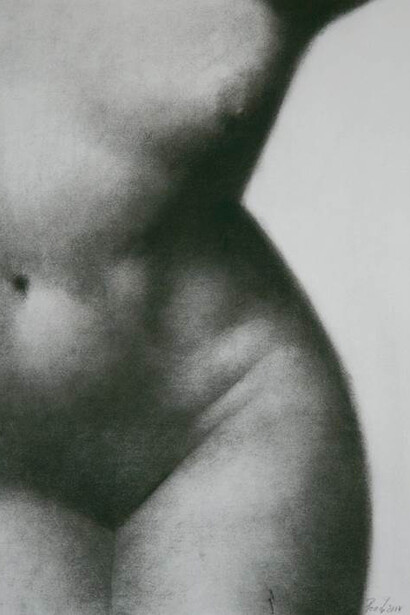 Stanley Peach, Figure Study 2, Charcoal on Paper, 16" x 20"