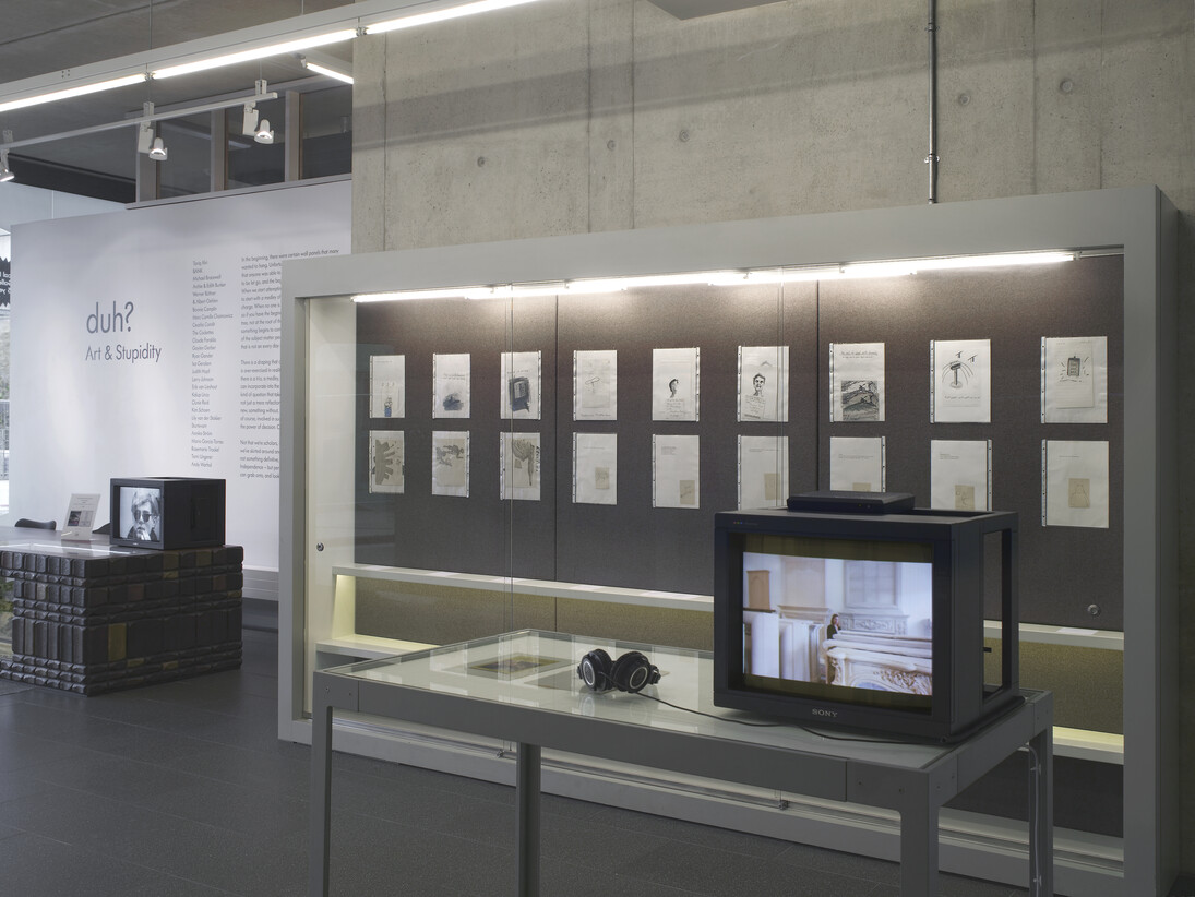 Reading Room:
Michael Bracewell, Getting Shallow, 1994/2015
Photographs Courtesy the artist and Book Works
Archive:
Werner Büttner & Albert Oehlen, Original drawing from DumDum Magazine, 1979, Drawings, typewritten pages, photocopies
Courtesy Marlborough Contemporary

Andy Warhol, Roy Lichtenstein and Andy Warhol, 1966, Video (2:44 minutes), Courtesy WNET, New York and Warhol Foundation

Kim Schoen, In The Beginning, 2015, Wall Vinyl
Courtesy the artist

