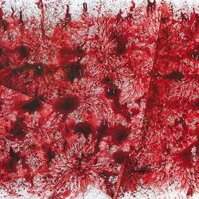 Imran Qureshi, You Who Are U Love and My Life’s Enemy Too, 2015, Acrylic paint on canvas, 198,1 x 464,8 cm (78 x 183 in), Courtesy Galerie Thaddaeus Ropac Paris/Salzburg. Photo: Usman Javed