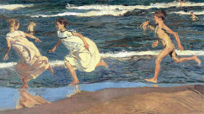 Joaquin Sorolla, Running along the Beach, 1908