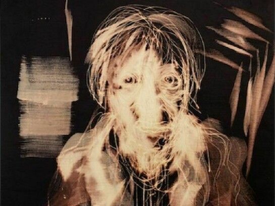 Miquel Barceló, Dore, 2013, Bleach, chalk, and charcoal on velvet, 61 x 35 7/8 inches (155 x 91 cm), Art © Miquel Barceló, 2013, Photo © André, Morin, 2013