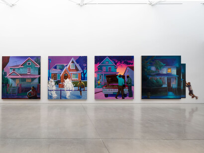 Titus Kaphar, Exhibiting forgiveness, exhibition view. Courtesy of Gagosian Gallery. Photo by Jeff McLane